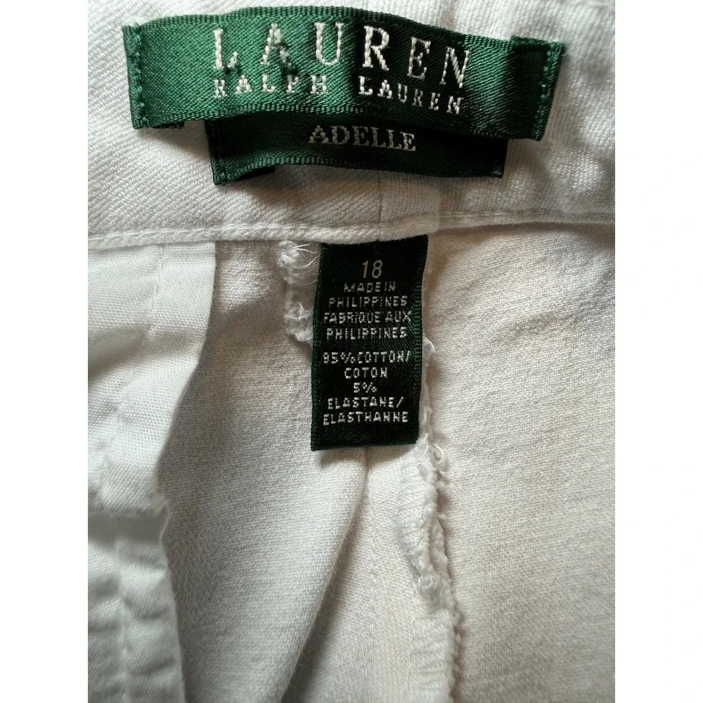 Lauren Ralph Lauren Adelle White Cotton Blend Straight Leg Pants Womens 18 - Picture 3 of 6